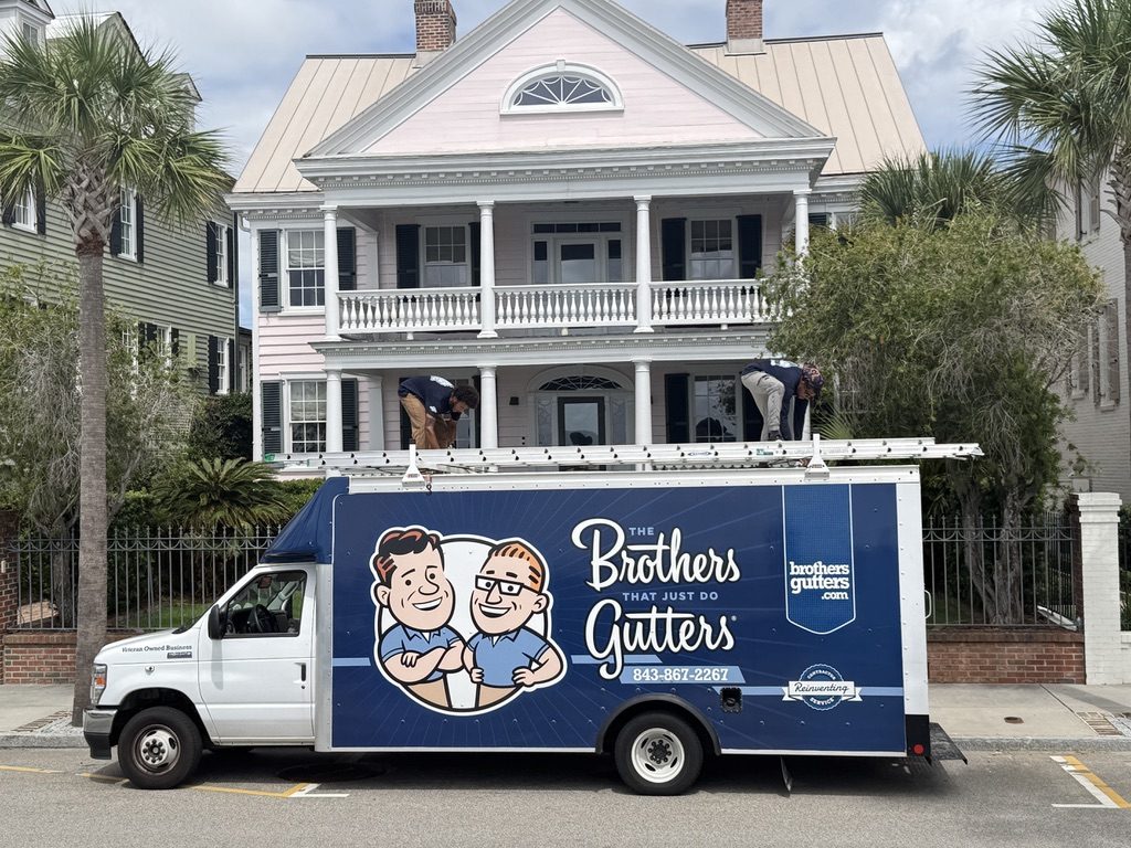 Our truck outside a historic Charleston home on a job day